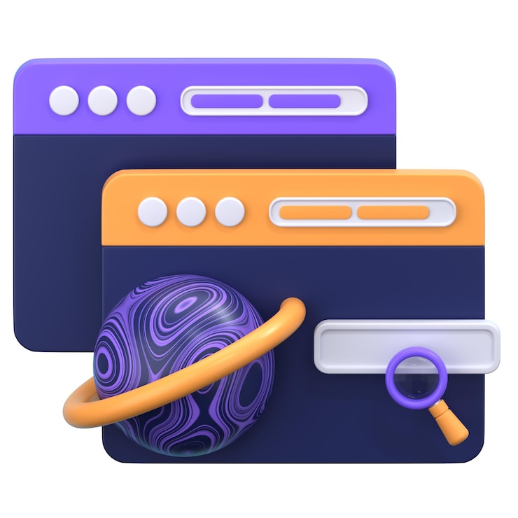 PSD cloud browser 3d illustration icon pack element