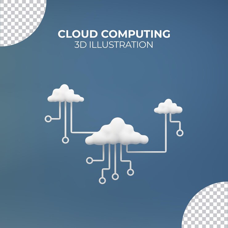PSD cloud computing 3d illustration