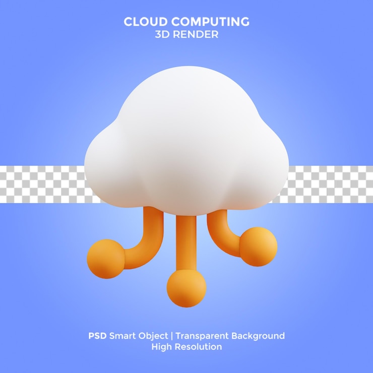 PSD cloud computing 3d render ilustración aislada psd premium