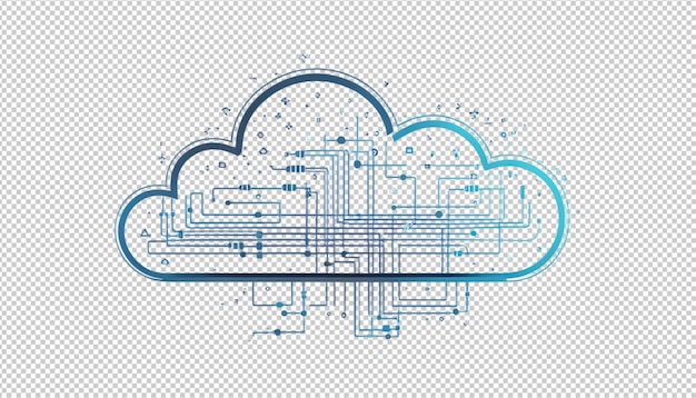 Cloud-Computing mit Schaltkreisleitungen Vektor-Cloud-Computer png