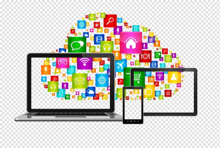PSD cloud computing symbol und computer festgelegt