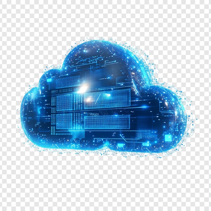 PSD cloud computing tecnologia di rete di server di dati digitali blu luminoso