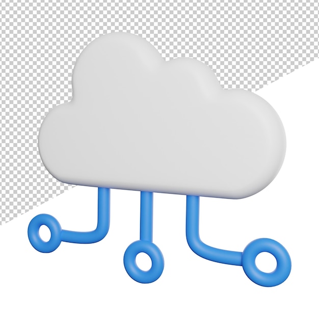 Cloud Data Storage Seitenansicht 3D-Symbol-Rendering-Illustration auf transparentem Hintergrund