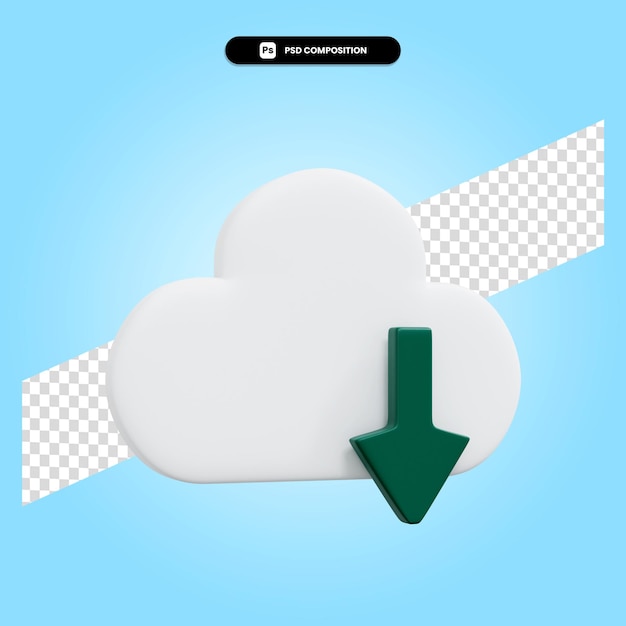 Cloud-download 3d-render-illustration isoliert