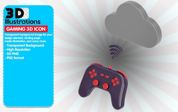 Cloud Gaming Top ICON 3D RENDERT ILLUSTRATION