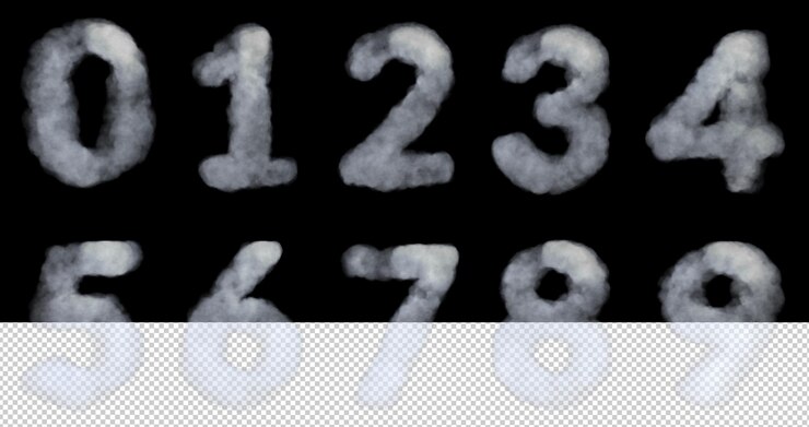 Cloud glyph numbers 3d render isolated