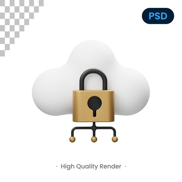 PSD cloud_lock_3d_icon_premium_psd .jp