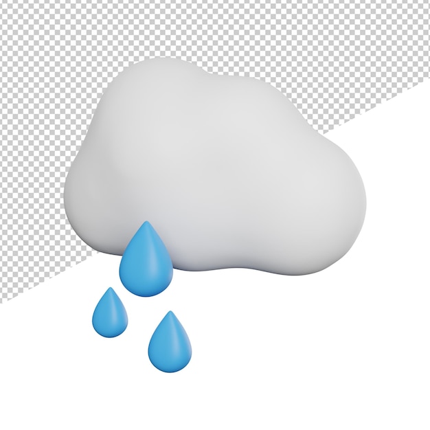 Cloud nieseln tag seitenansicht 3d-rendering symbol illustration auf transparentem hintergrund