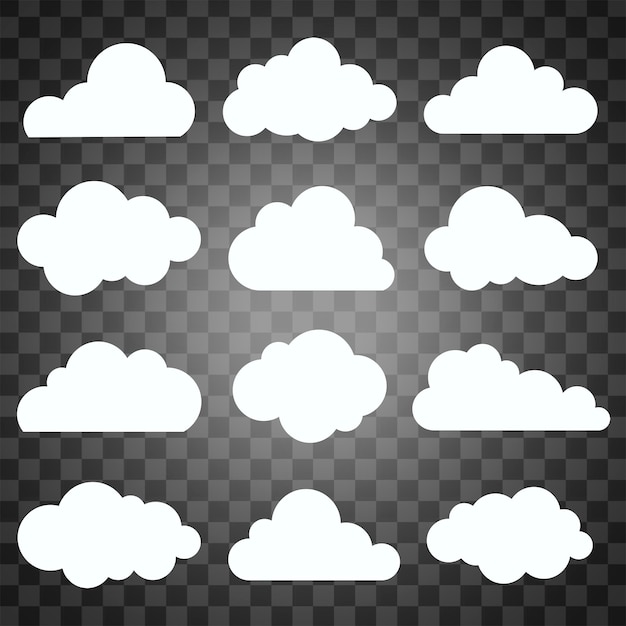 Cloud png flat sticker collage cute transparent flat clipart collection