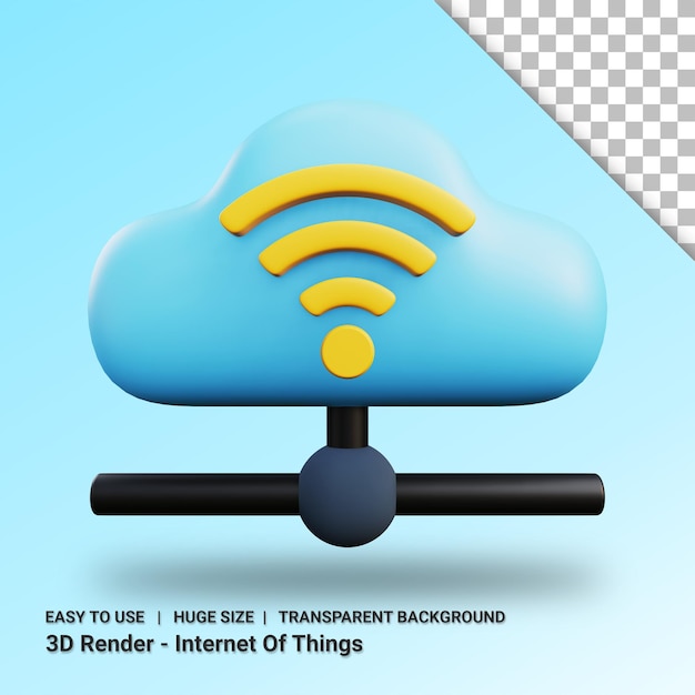 Cloud-server 3d-darstellung mit transparentem hintergrund