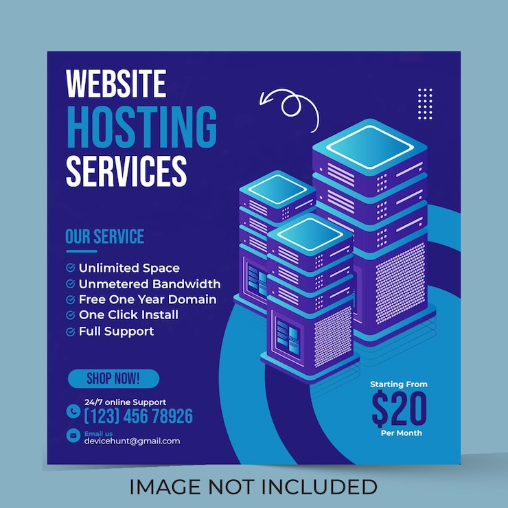PSD cloud server de hospedagem promoção de negócios mídia social banner instagram modelo de postagem