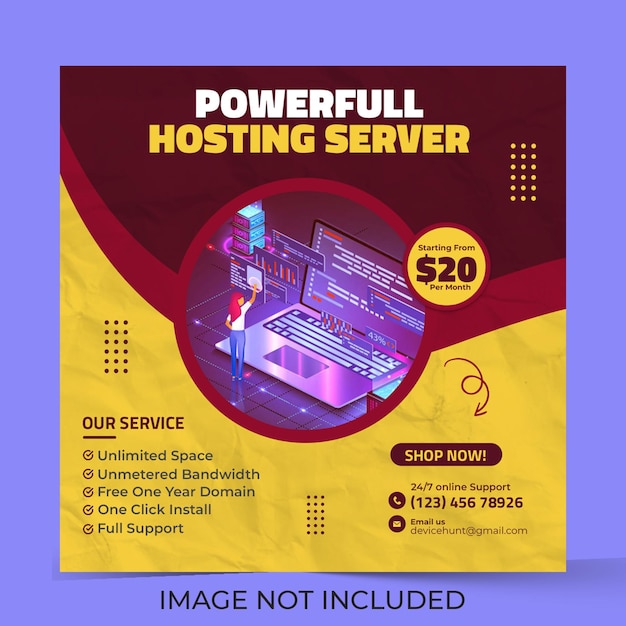 Cloud server hosting promozione aziendale banner social media modello di post Instagram