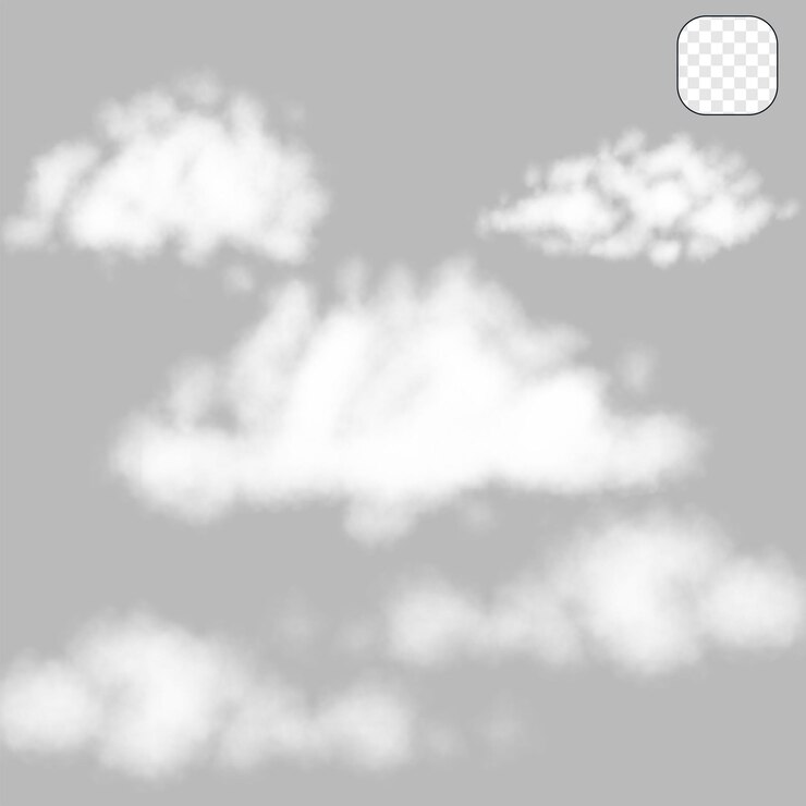 PSD cloud set on gray background
