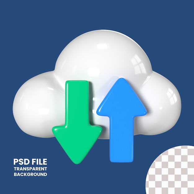 Cloud synchronisation 3d-illustration-symbol (symbol für die synchronisierung der wolke in 3d)