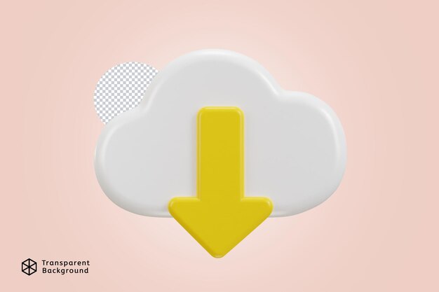Cloud-System mit Abwärtspfeil-Download-Symbol 3D-Rendering-Vektorsymbol