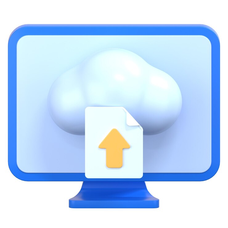 PSD cloud upload 3d illustration icon pack element