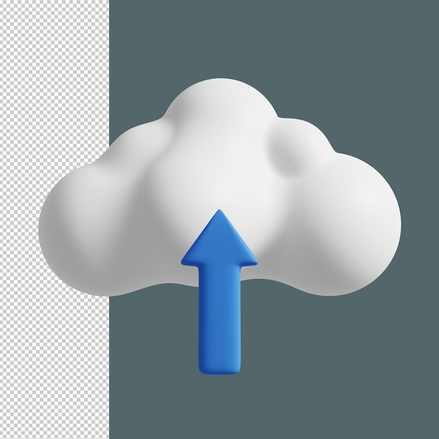 Cloud-Upload Pfeilwolkensymbol 3D Render Premium PSD