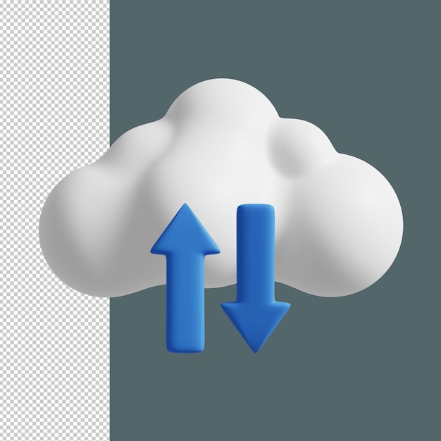 Cloud-upload-symbol 3d render premium psd