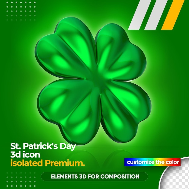 PSD clover pour st. rendu 3d de patrick's day