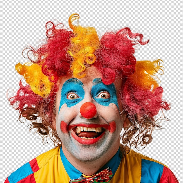 PSD clown drôle avec une perruque sur fond transparent