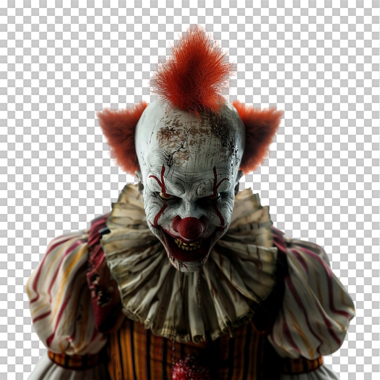 PSD clown malvado aislado en un fondo transparente