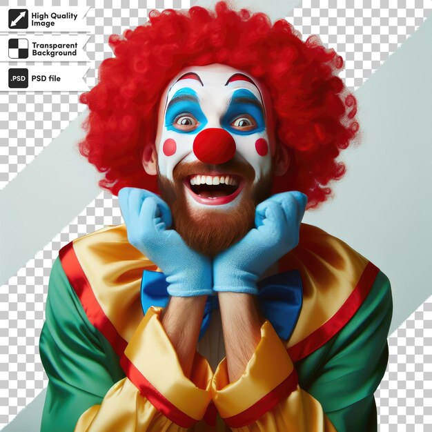 PSD clown psd drôle avec une perruque sur fond transparent avec couche de masque modifiable