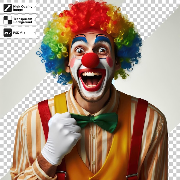 PSD clown psd drôle avec une perruque sur fond transparent avec couche de masque modifiable