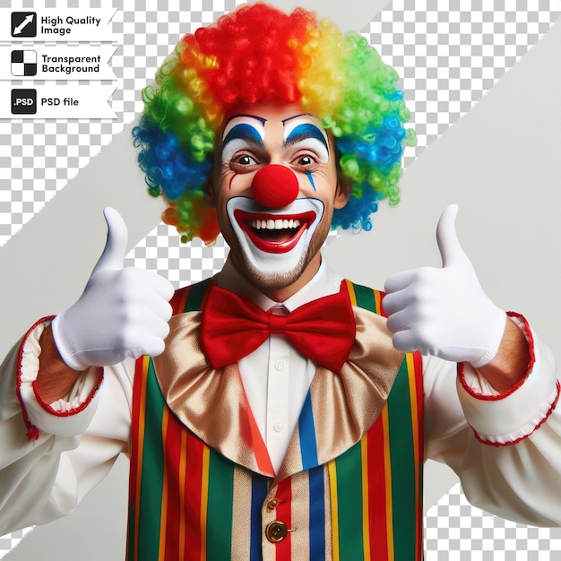 PSD clown psd drôle avec une perruque sur fond transparent avec couche de masque modifiable