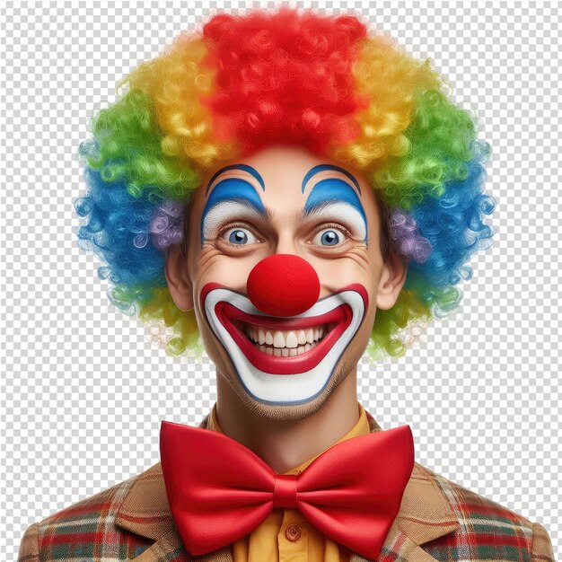 PSD un clown avec une tête rouge et un fond noir et blanc