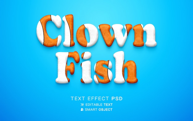 PSD clownfisch-design mit texteffekt