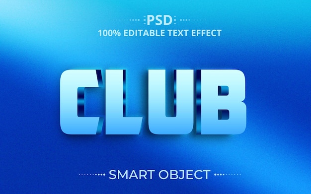 Club 3d design creativo effetto testo psd