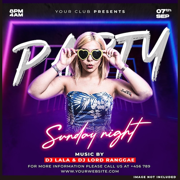 Club-DJ-Party-Flyer in den sozialen Medien