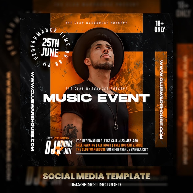 Club dj party flyer post sui social media e banner web