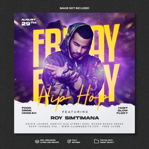 Club dj party flyer post sui social media e modello di banner web