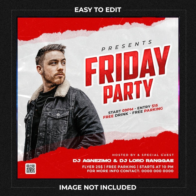 Club DJ Party Flyer Postagem em mídia social e banner na web