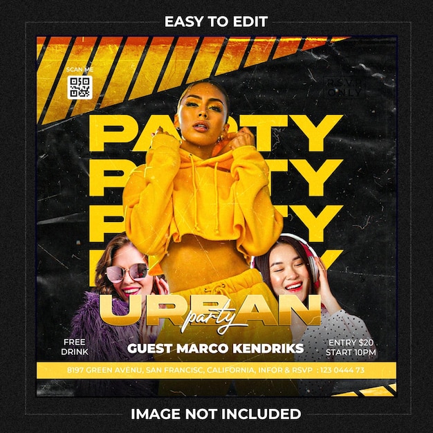Club DJ Party Flyer Publicación en redes sociales y banner web
