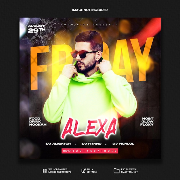 club dj party flyer publicación en redes sociales