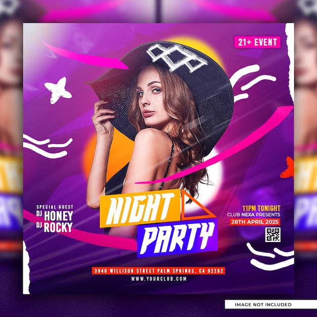 Club dj party flyer publicación en redes sociales