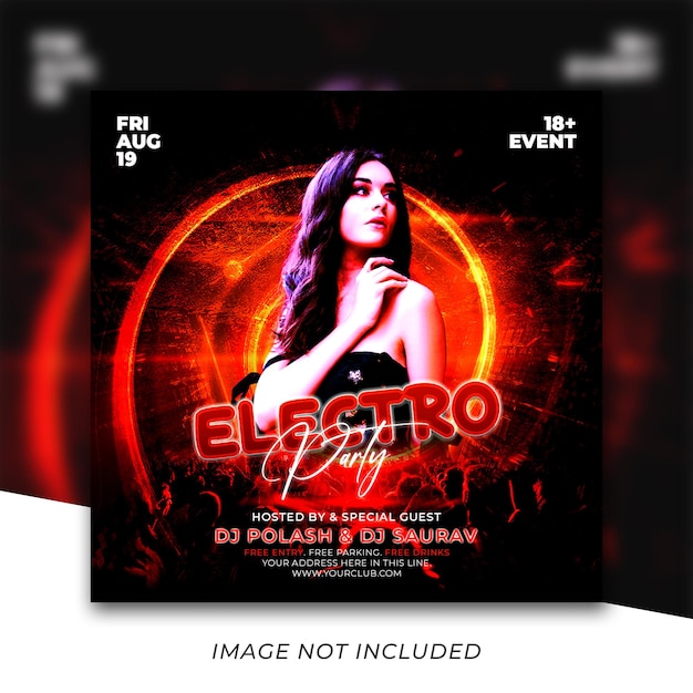 Club dj party flyer social media instagram post template Psd Premium