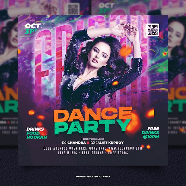 Club dj party flyer social media pos