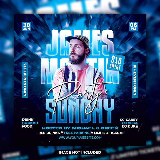 Club DJ Party Flyer Social Media Post e banner web