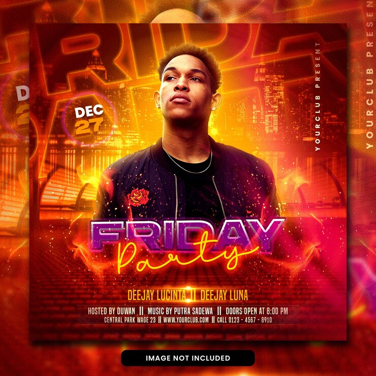 Club dj party flyer social media post e modello banner web Psd