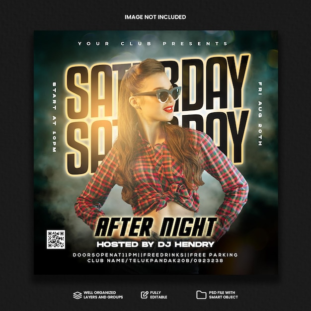 Club DJ Party Flyer Social Media Post e modello di banner web