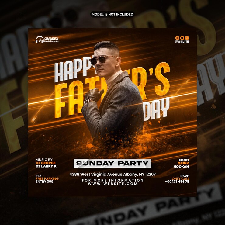 club dj party flyer social media post for fathers day