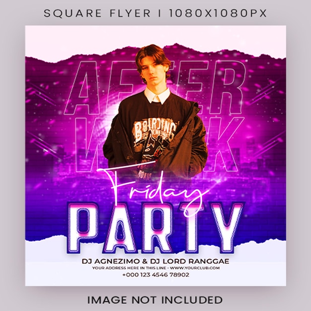 Club-DJ-Party-Flyer, Social-Media-Post-Instagram-Flyer und Web-Banner-Vorlage PSD