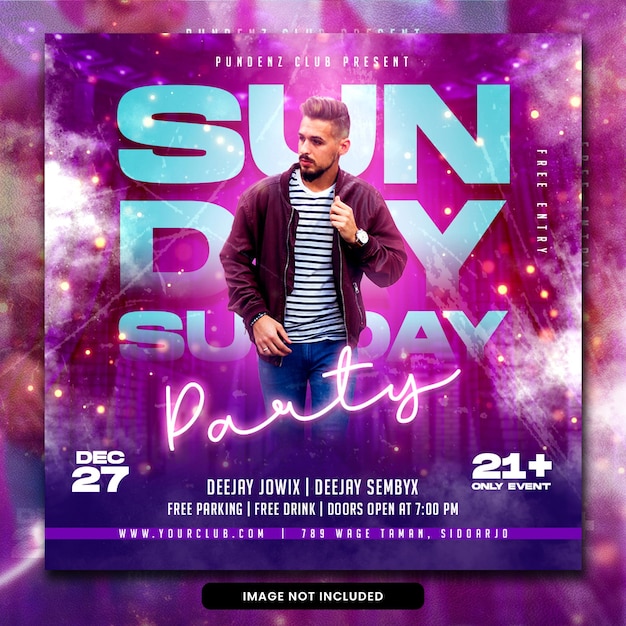 Club DJ Party Flyer Social Media Post Psd