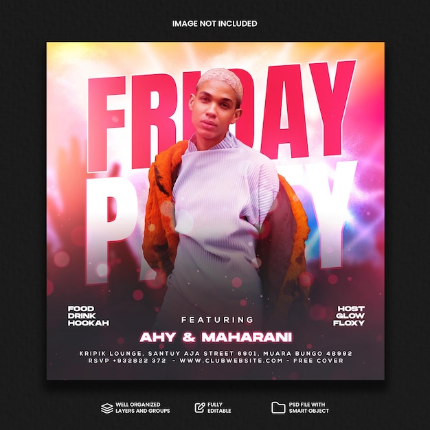Club DJ Party Flyer Social Media Post und Web Banner Vorlage
