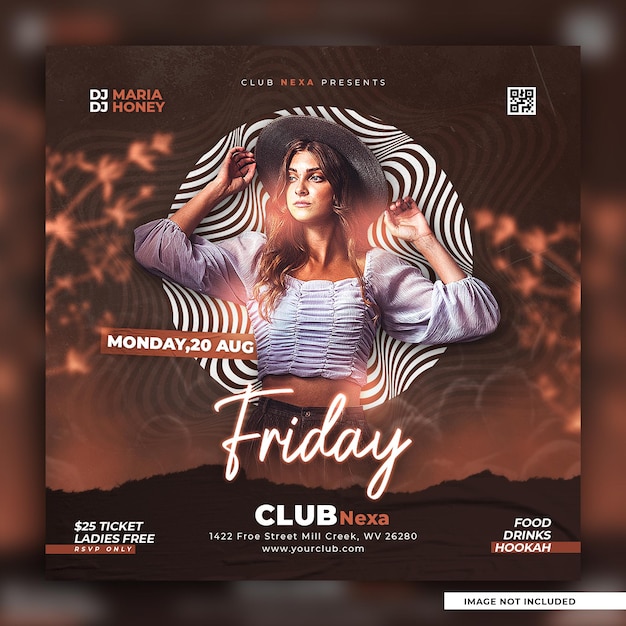 Club dj party flyer social media post und web banner vorlage