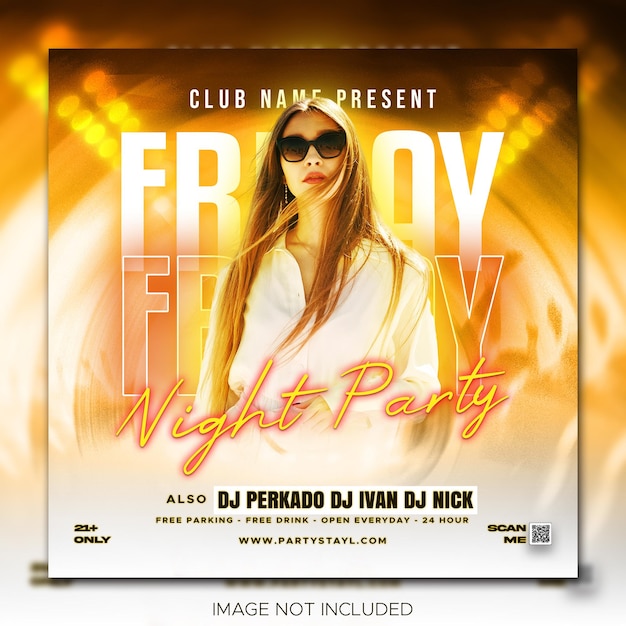 PSD club dj party flyer social media post und web banner