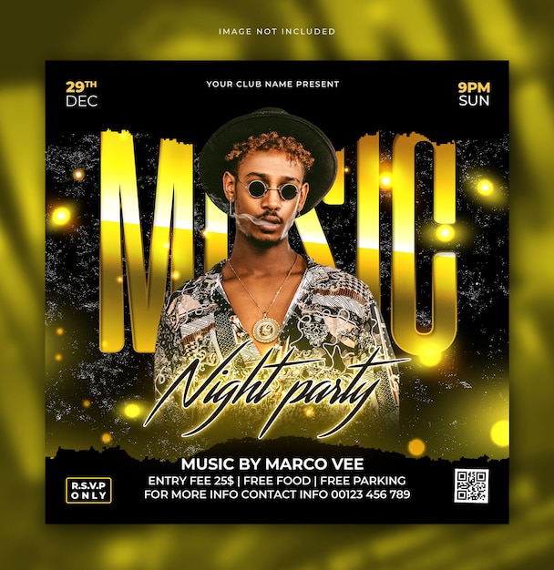 Club DJ Party Flyer Social Media Post und Web Banner